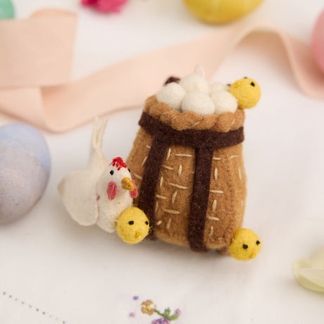 Chicken with Backpack Basket Ornament