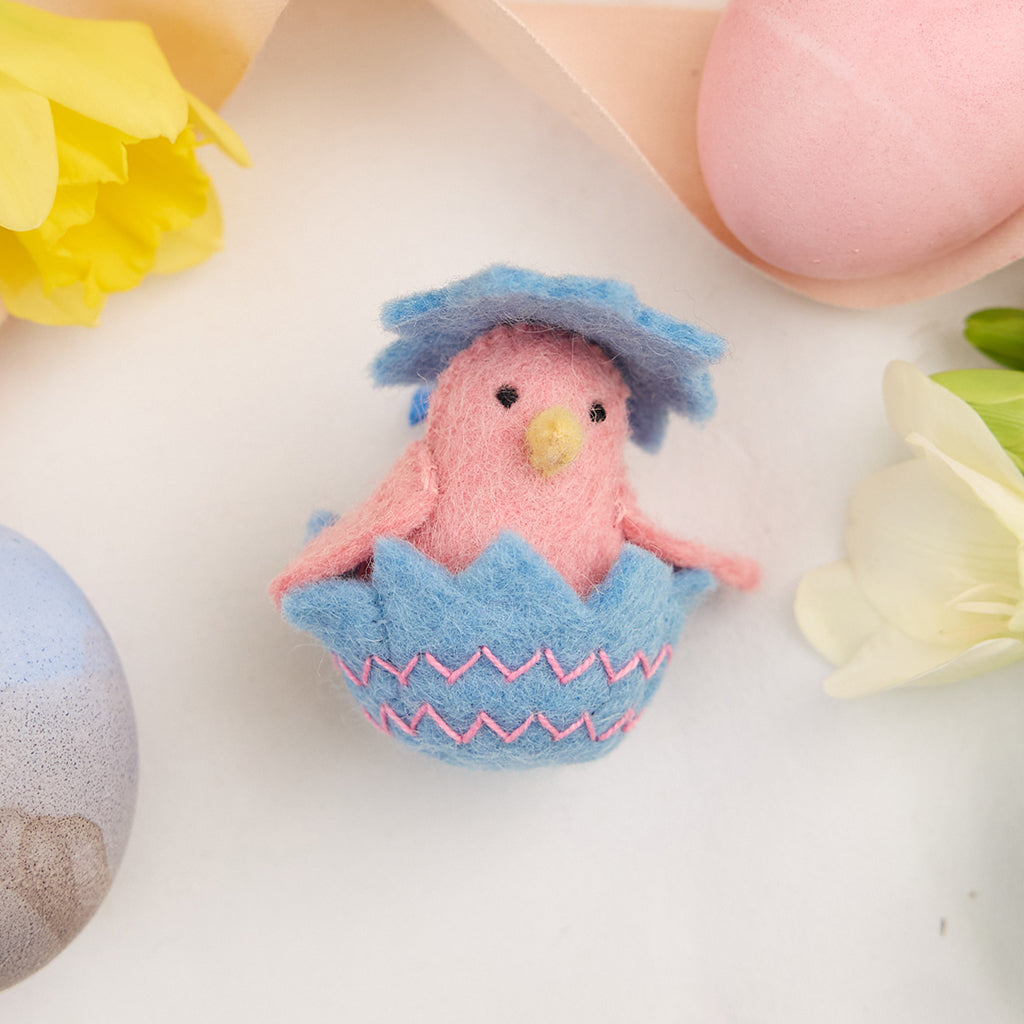 Pink Hatchling in Blue Shell Ornament