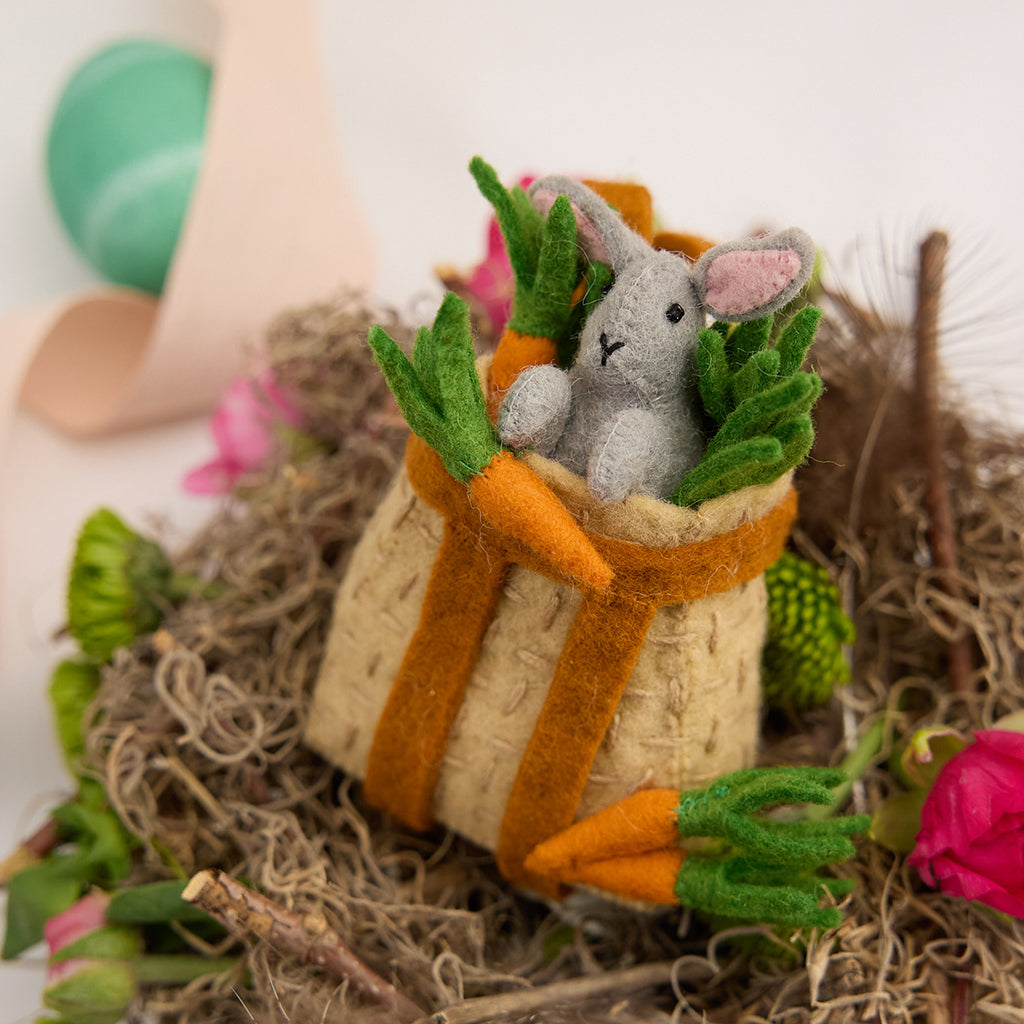 Bunny in Backpack Basket Ornament