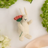 White Bunny with Flower Ornament