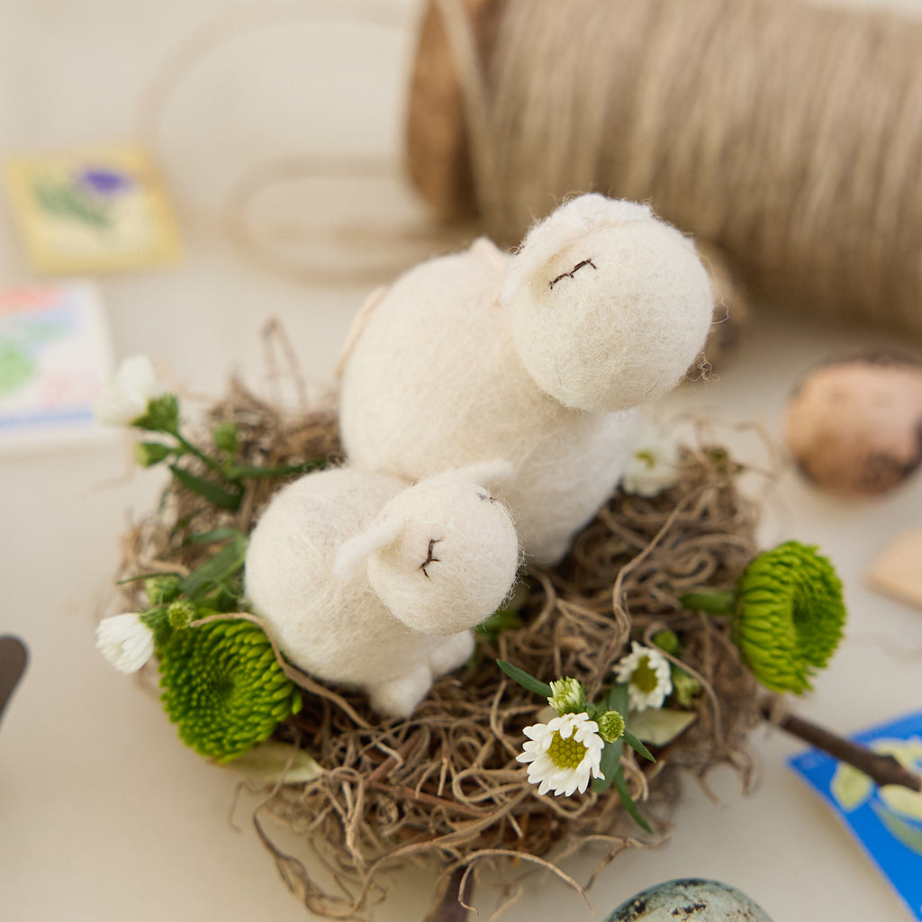 Mama & Baby Lamb Ornament Duo