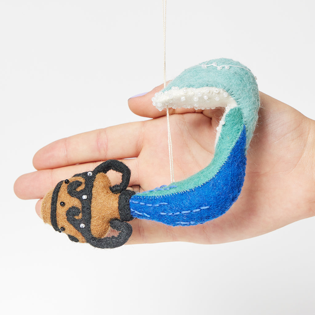 Aquarius Wave Zodiac Ornament