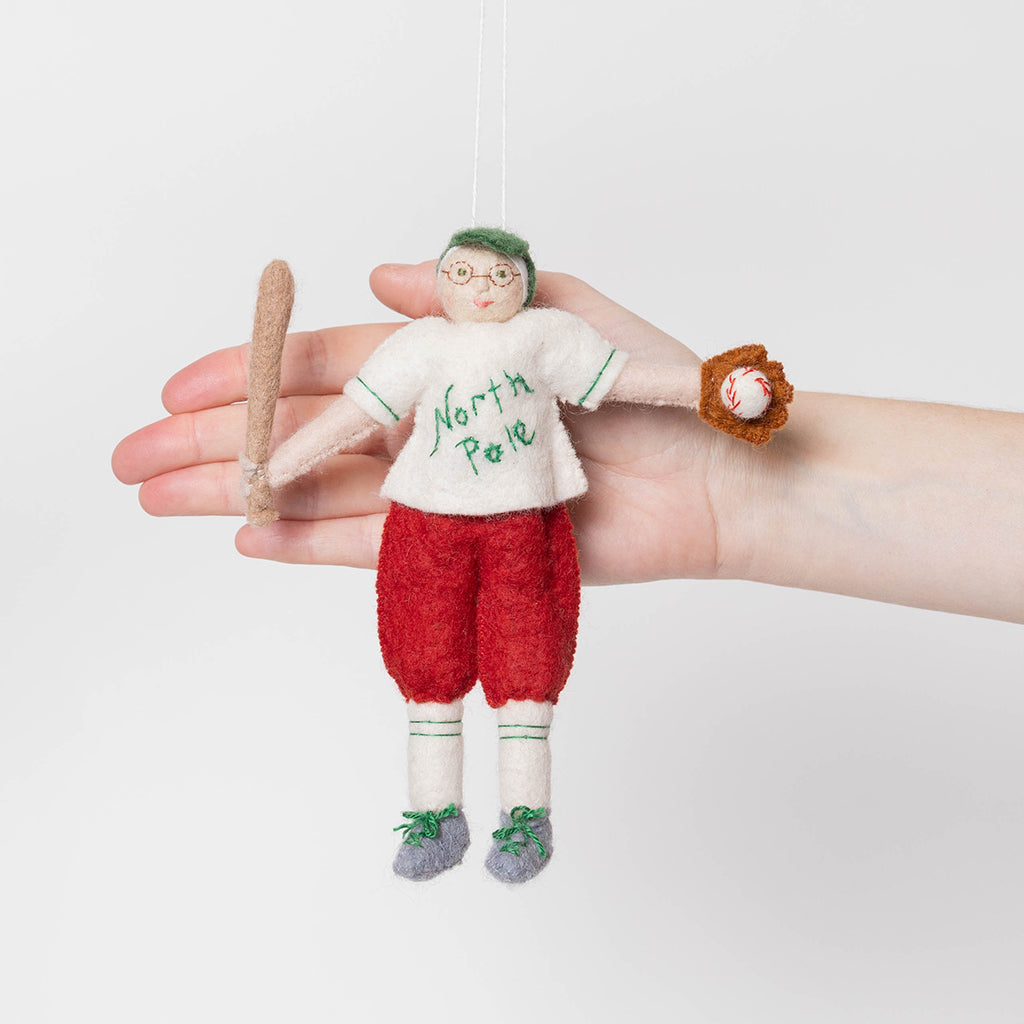 Baseball Mrs. Claus Ornament