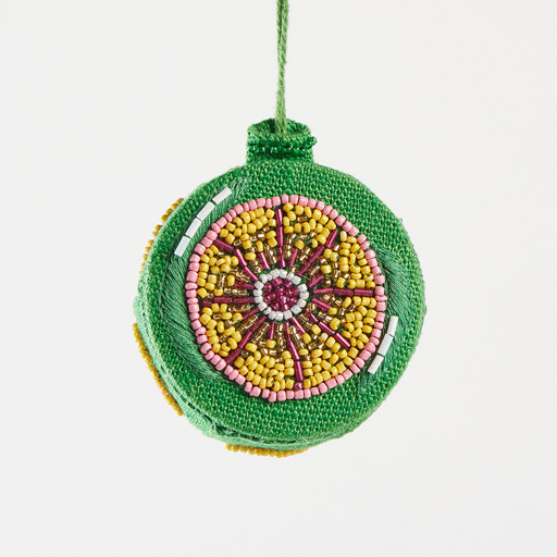 Beaded Vintage Bauble Ornament Chartreuse