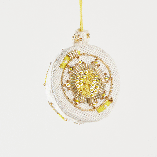 Beaded Vintage Bauble Ornament Gold