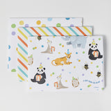 Birthday Party Animals Wrapping Paper Sheets - Set of 3