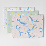 Birthday Party Whale Wrapping Paper Sheets - Set of 3