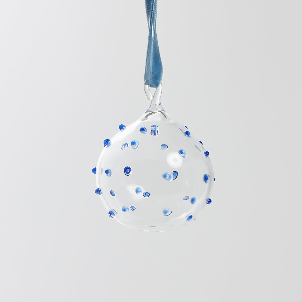 Blue Dots Glass Bauble Ornament