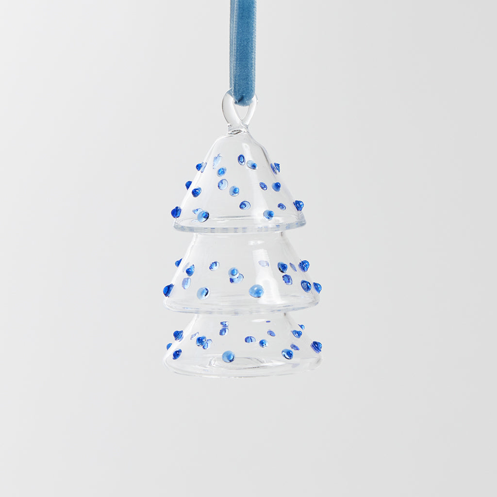 Blue Dots Glass Tree Ornament