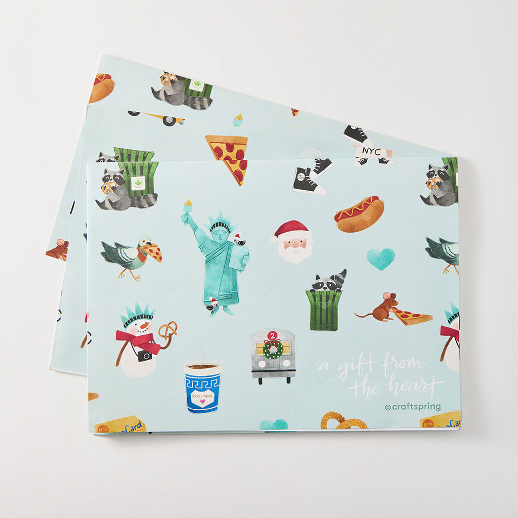 Blue NYC Icons Wrapping Sheets - Set of 3