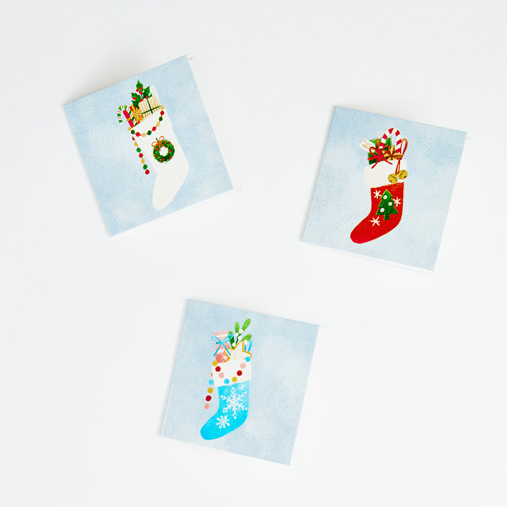 Blue Stocking Mini Gift Card Set of 3