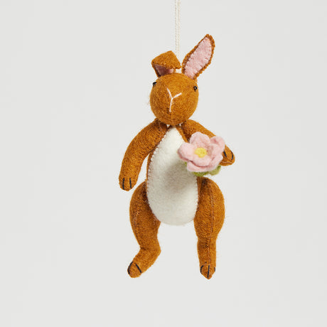 Brown Easter Bunny with Flower Ornament