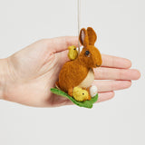 Brown Sitting Bunny with Chicks Ornament