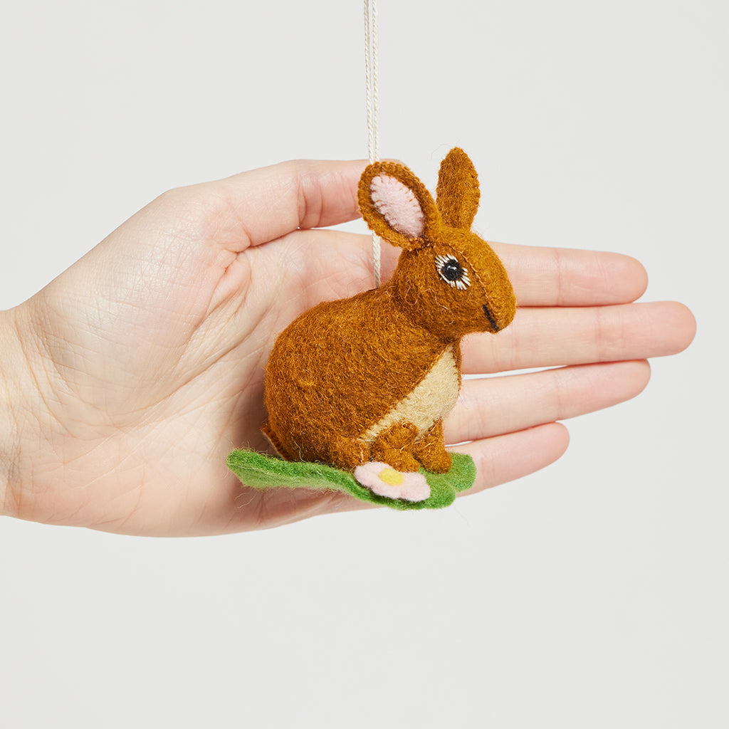 Brown Sitting Spring Bunny Ornament