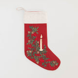 Candle Garland Linen Stocking - Red