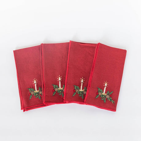 Candle Linen Napkin Set of 4 - Red