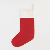 Candle Wreath Linen Stocking - Red