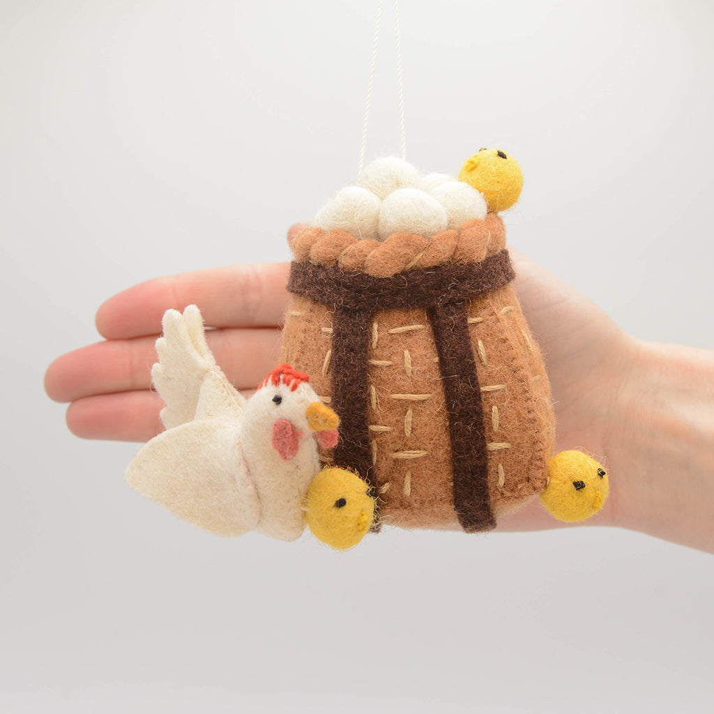 Chicken with Backpack Basket Ornament