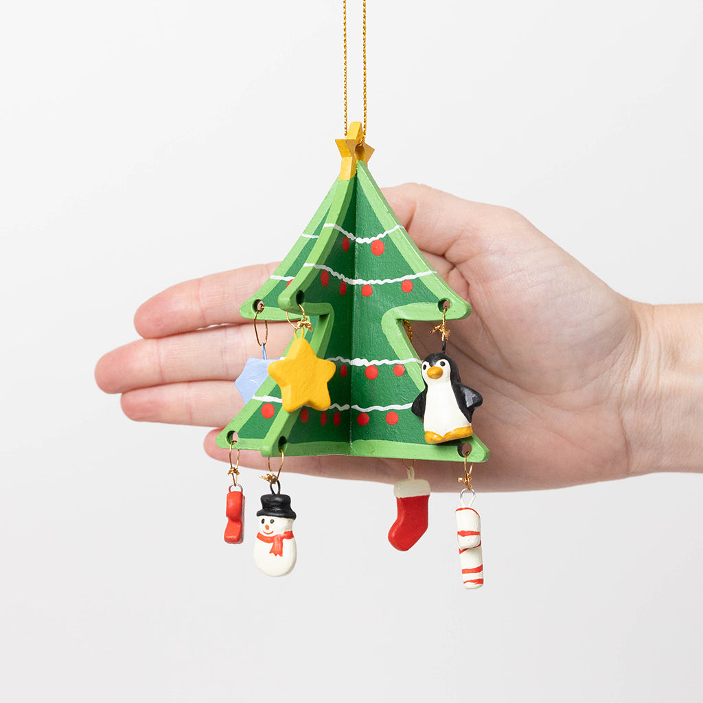 Little Decorated Christmas Tree Wood Ornament