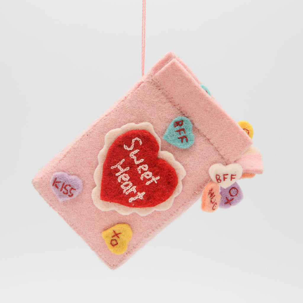 Conversation Hearts Candy Box Ornament