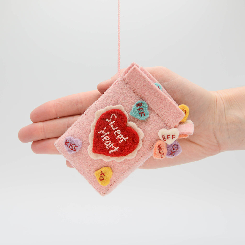 Conversation Hearts Candy Box Ornament