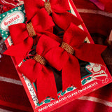 Red Bows With Beads Set of 4 Ornament Bundle