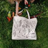 Cotton Canvas Tote Bag - Farmer's Market Print