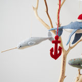 Gray Blue Mystical Narwhal Ornament