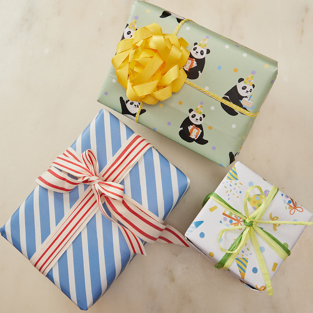 Birthday Party Panda Wrapping Paper Sheets Set of 3