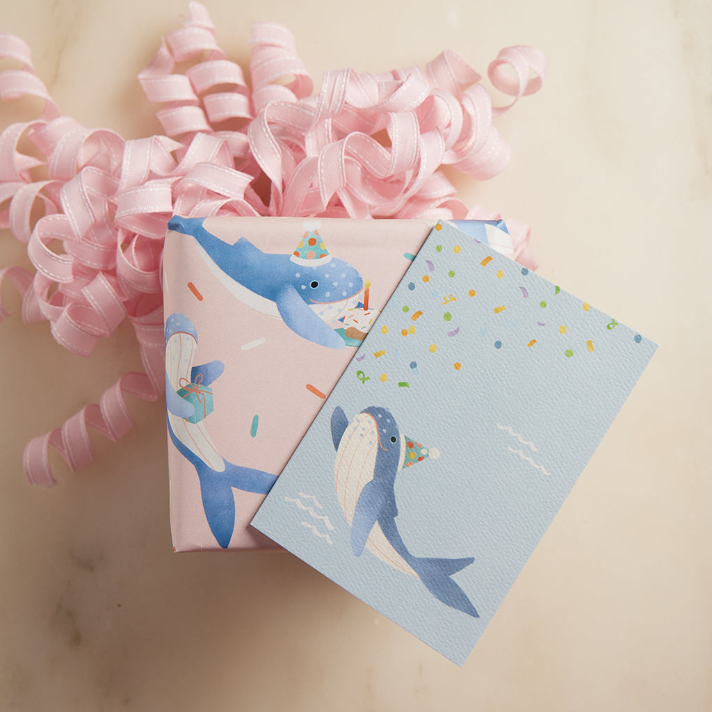 Birthday Party Whale Wrapping Paper Sheets - Set of 3