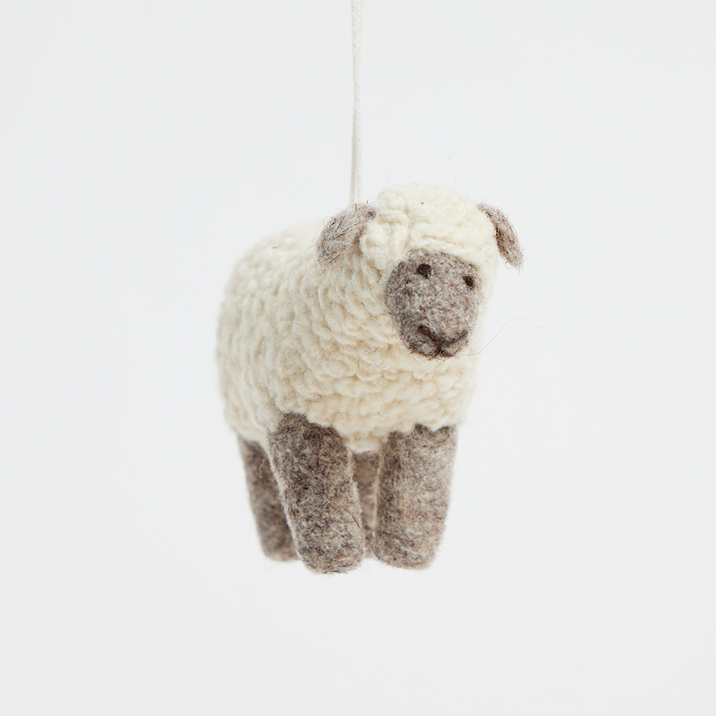 Curly Wool White Sheep Ornament