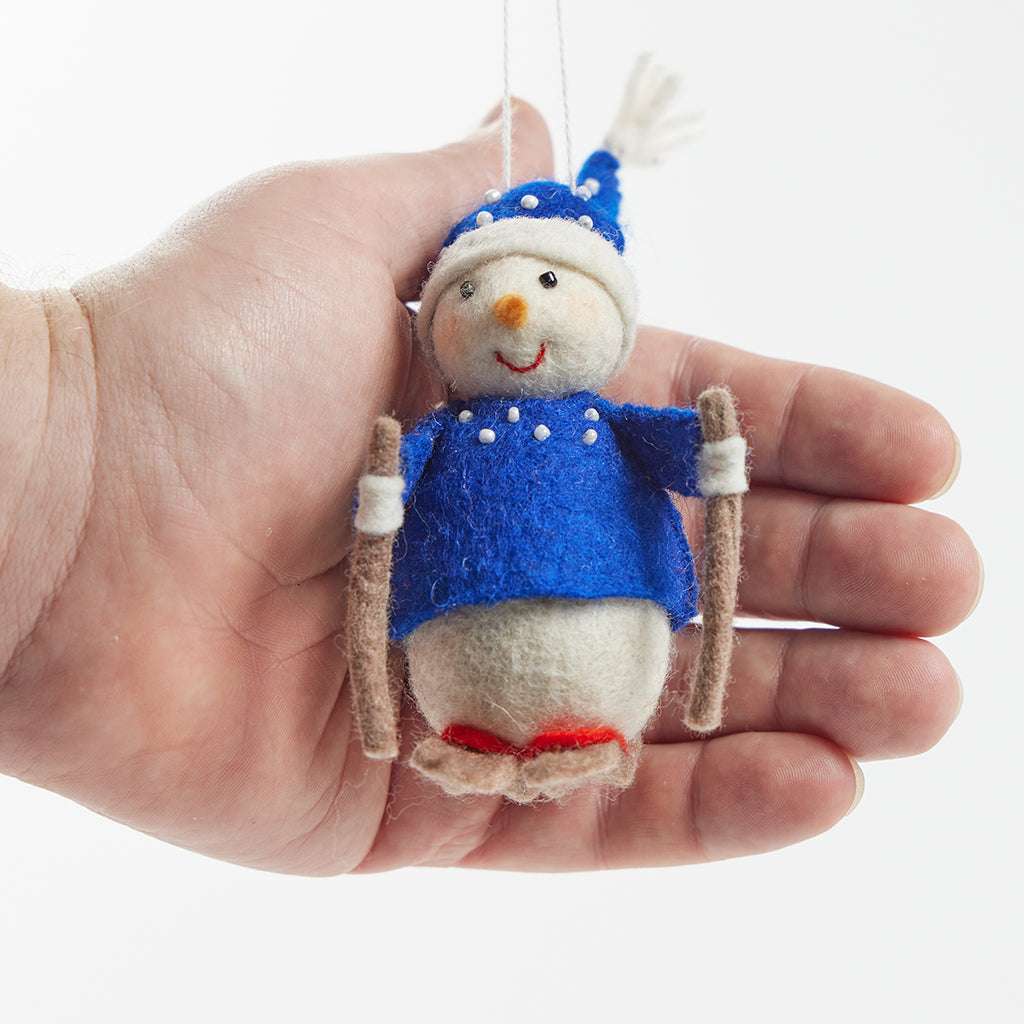 Winter Frost Skiing Snowman Ornament