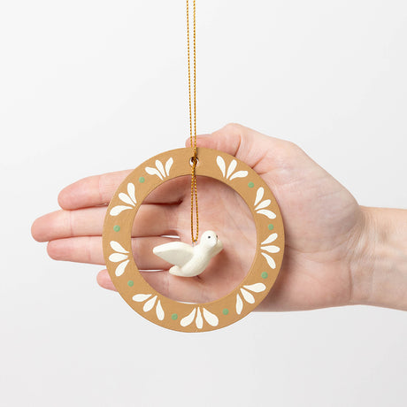 Dove in Wreath Wood Ornament