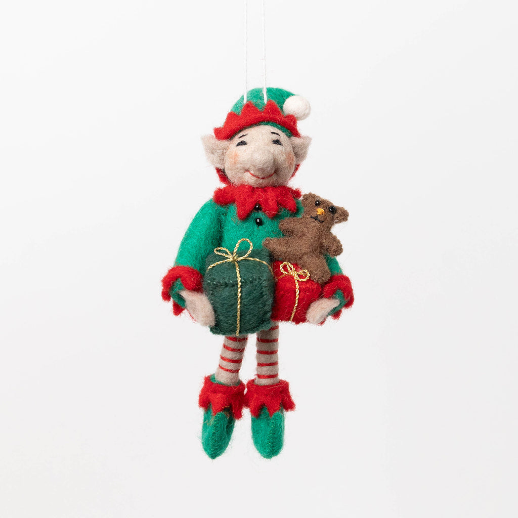 Elf with Gifts Ornament