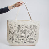 Cotton Canvas Tote Bag - Farmer's Market Print