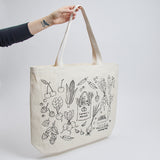 Cotton Canvas Tote Bag - Farmer's Market Print