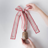 Festive Metal Bell with Hand Embroidered Ribbon