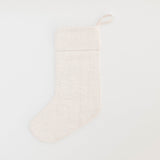 Festive Poinsettia Linen Stocking - Natural