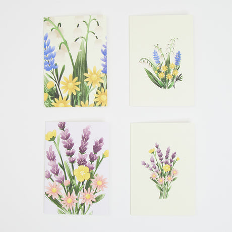 Flower Bouquets Assorted Cards Set of 4