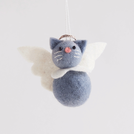 Gray Angel Kitty Ornament
