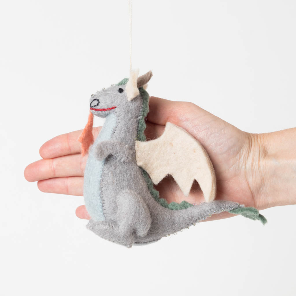 Gray Fairy Tale Dragon Ornament