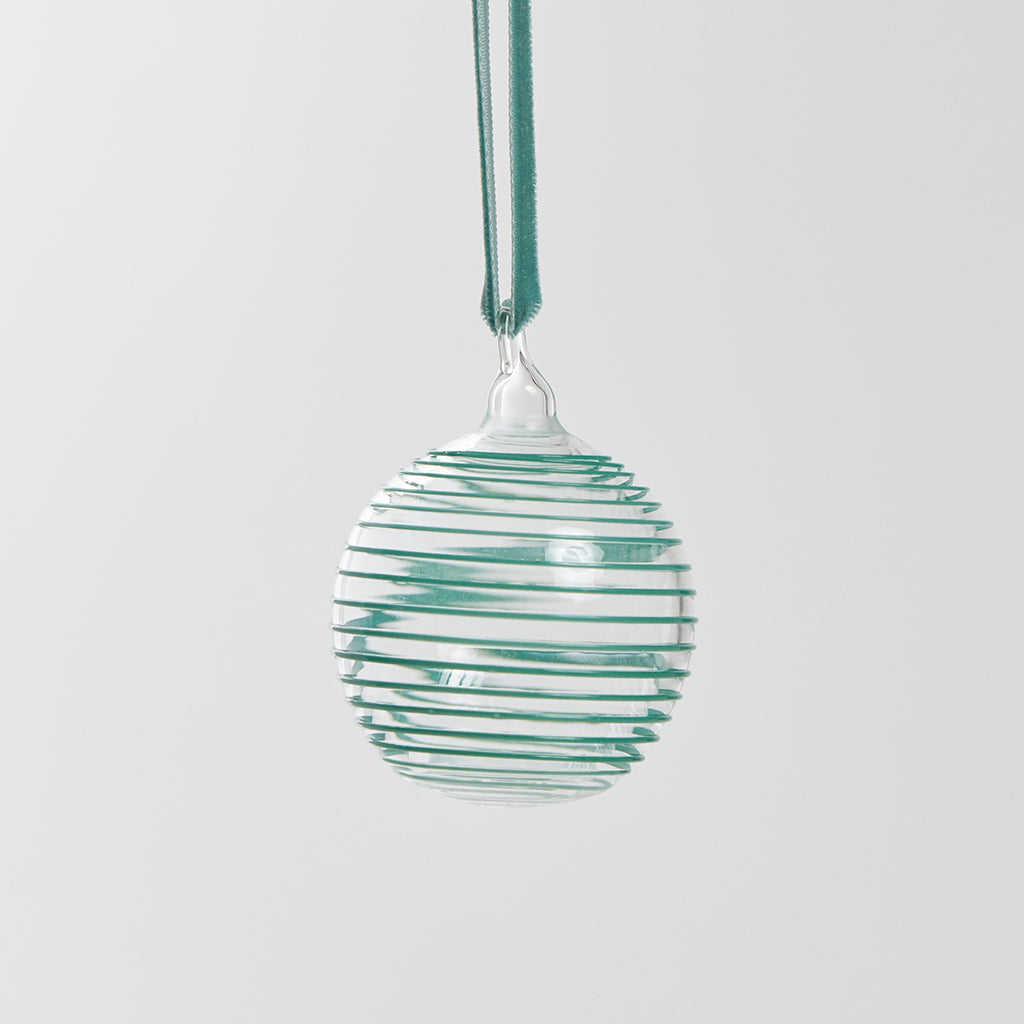 Green Lines Glass Bauble Ornament