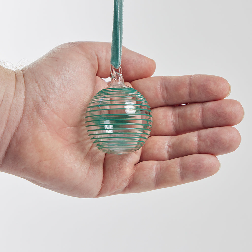 Green Lines Glass Bauble Ornament