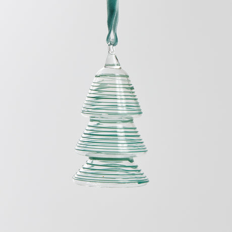Green Lines Glass Tree Ornament