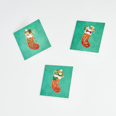 Green Stocking Mini Gift Card Set of 3