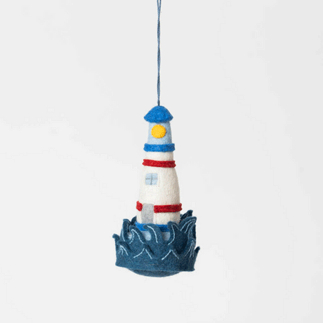 Guiding Light Lighthouse with Waves Ornament