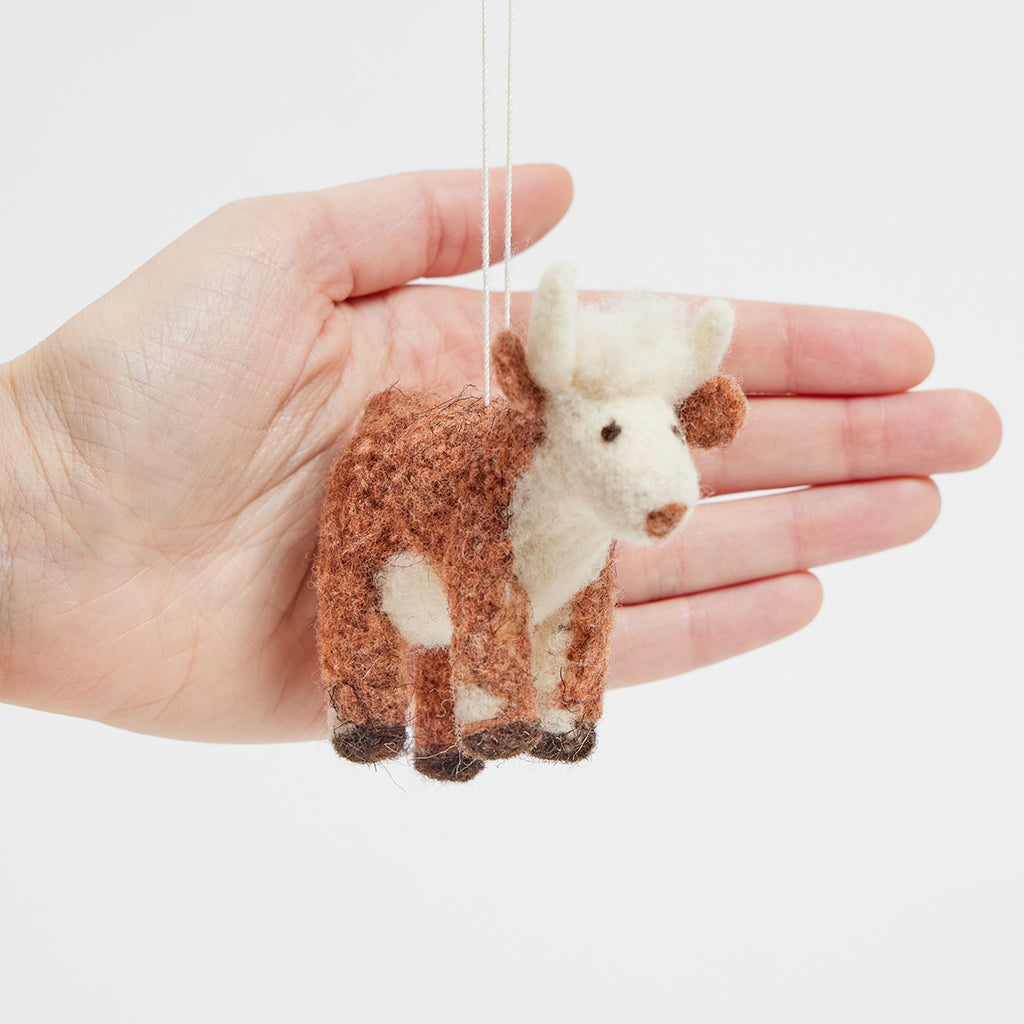 Hereford Brown Cow Ornament