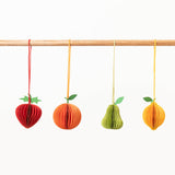 Fruit Honeycomb Paper Mini Ornament Set of 4