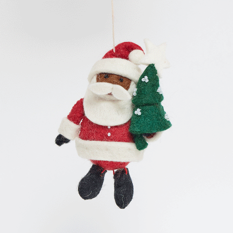 Joyful Days Santa Ornament - Deep Brown