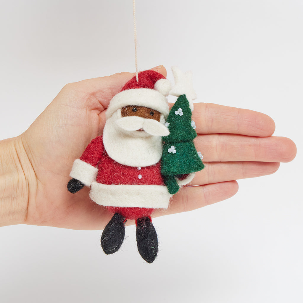 Joyful Days Santa Ornament - Deep Brown